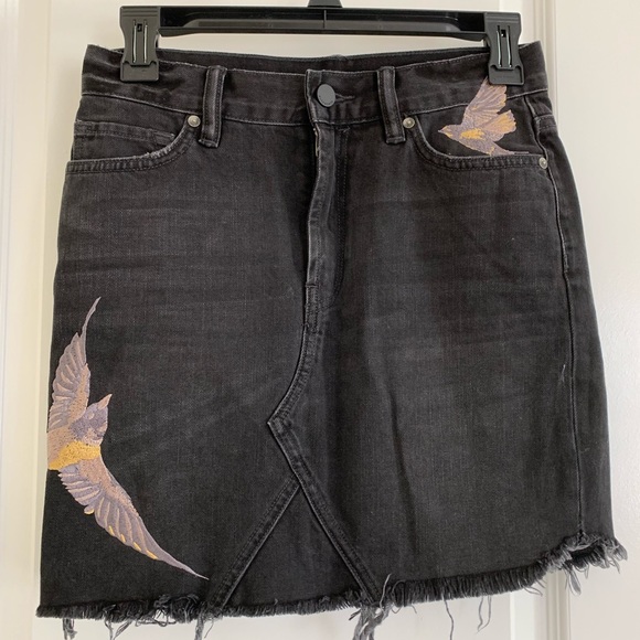 Allsaints Bird-embroidered Denim Skirt - Picture 4 of 8